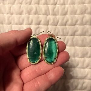 Kendra Scott Green Oval Drop Earrings